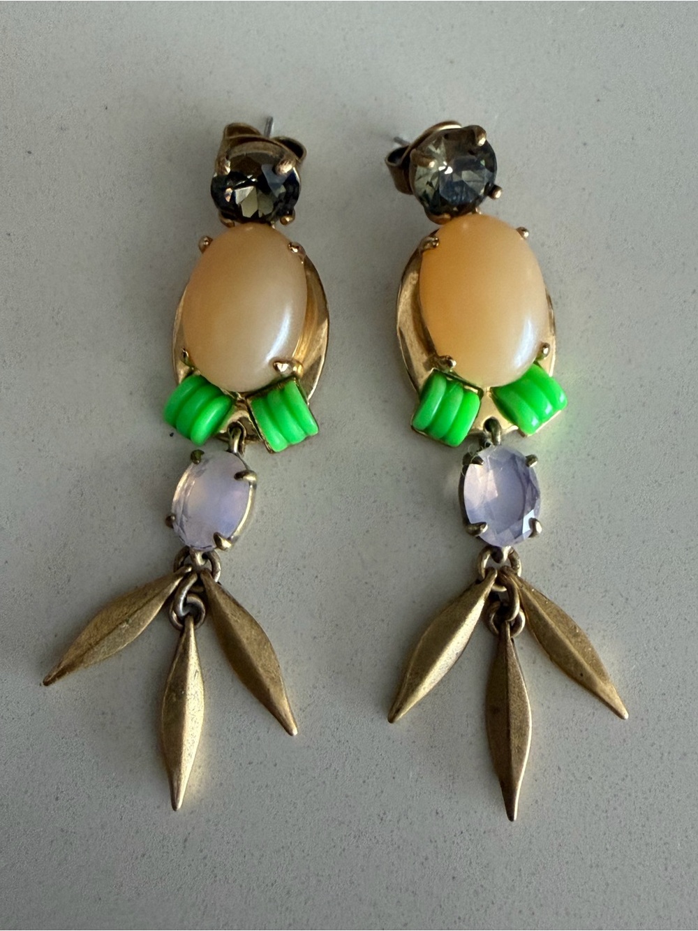 J. Crew Rhinestone Statement Lucite Earrings Chandelier Multicolor Fruit Salad